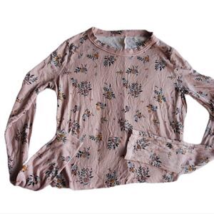 So Juniors Cropped Floral Ribbed Long Sleeve Top XS